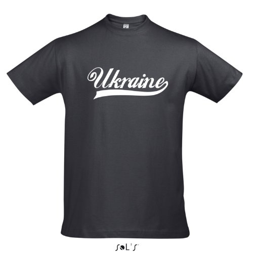 T-Shirt Ukraine Oldschool LÄNDERSHIRT EM / WM FAN Trikot S-XXL , Mouse grey – weiß , S