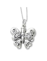 Sterling Silver Antiqued Butterfly Ash Holder 18in Necklace