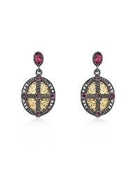 Tutone Fuchsia and Clear CZ Crest Earrings