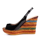 Produkt-Bild: Damen Schuhe, PUMPS, KEIL WEDGES PLATEAU PEEP TOE, MS-003, Synthetik in hochwertiger Lack Leder Optik