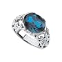 14K White Gold 12 x 10 MM London Blue Topaz Ring