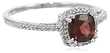10k White Gold, January Birthstone, Garnet with Diamond-Accent Cushion Ring, Size 7