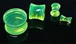 UV Double Flare Solid Green Color Plugs 6g - Sold as Pair
