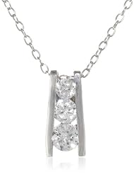 Sterling Silver Cubic-Zirconia Past, Present, Future Pendant Necklace, 18"
