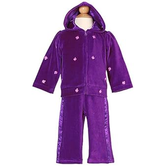 Baby Togs Infant Girls Purple Cup Cake Applique Velour Track Suit 12M