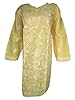 Indian Tunic Dress Floral Embroidered Yellow Cotton Kurta Yoga Top Xxl