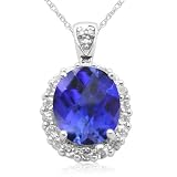 10k White Gold Created Ceylon Sapphire and Created White Sapphire Pendant