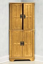 Single Storage Cabinet Corner Wood 23.5"w Light Oak