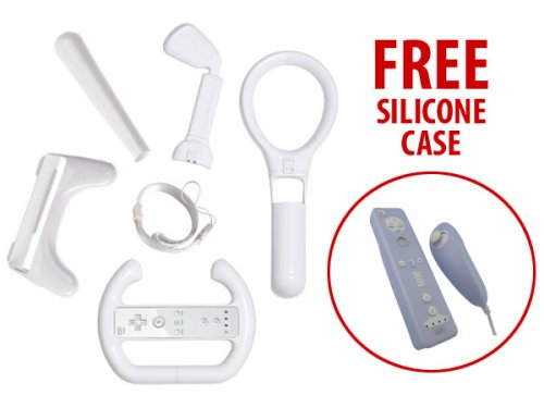 Childrens Toyshop  Electronics : greymobiles 6 IN 1 Sports Accessory Pack For Nintendo Wii WITH FREE SILICONE CASE FOR REMOTE AND NUNCHUK