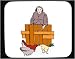 Mouse Pad with animals, human, body, individuals, feeding, individual, persons, humans, people, seed, woman, fence, bird, chickens, person
