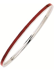 Sterling Silver Stackable Expressions Red Enamel Bangle Bracelet - Stackable Jewelry Collection