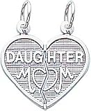 14K White Gold Daughter Mom Break Apart Heart Charm