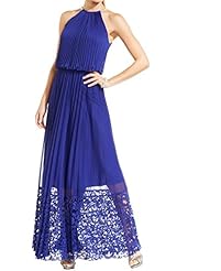 Full Length Illusion Lace Keyhole Halter Polyester  Dress