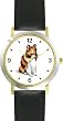 Collie Dog - WATCHBUDDY&reg; DELUXE TWO-TONE THEME WATCH - Arabic Numbers - Black Leather Strap-Children's Size-Small ( Boy's Size & Girl's Size )