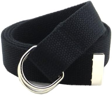 Canvas Web Belt D-Ring Buckle 1.25" Wide with Metal Tip Solid Color