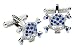 Skull shaped Swarovski cufflinks with Blue crystals picture