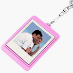 Digital Photo 1.5 Inch Square Pink Keychain