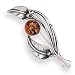 Sterling Silver And Amber Leaf Brooch