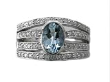 14K 1.25 CT Aquamarine & Diamond Band