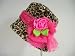 Velvet Leopard Hat ~ Pink Roses