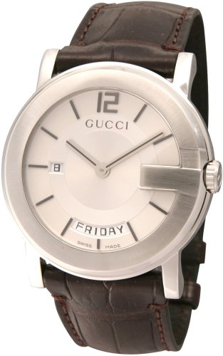｜GUCCI (グッチ) 腕時計 101M YA101302 茶クロコ革 シルバー メンズ [並行輸入品]