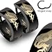 Black Anodized Stainless Steel Huggies with Dragon - Approx 14mm - Sold in Pairs