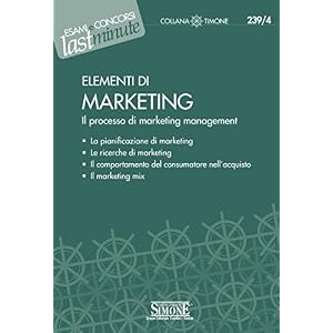 Elementi di Marketing: Il processo di marketing management • La pianificazione di marketing • Le ricerche di marketing • Il comportamento del co
