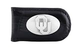 NCAA Oklahoma Sooners Black Crocodile Leather Magnet Concho Money Clip, One Size