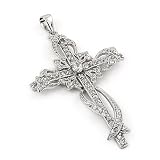 Intricate Cubic Zirconia Cz Sterling Silver Cross Pendant