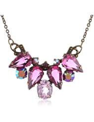 Sorrelli "Pink Orchid" Teardrop Cut Crystal Cluster Pendant Gold-Tone Pendant Necklace, 18.25"