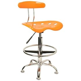 Click here to buy Drafting Stool Bar Stool in Orange-Yellow - LF-215-ORANGEYELLOW-GG by Office Furniture in a Flash.