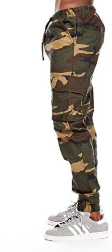 Mens Guys Ablanche Camo Cargo Pockets Twill Cuffed Joggers Pants 9JP15 (2XL, New Woodland Camo)