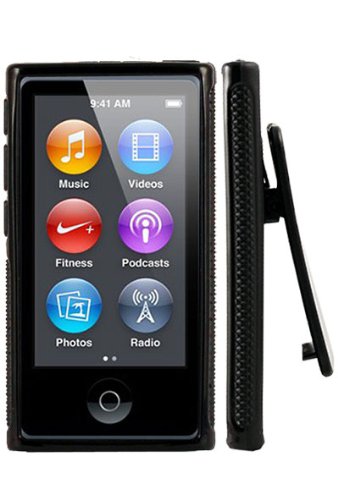 HHI Rubber Quick Clip Case for iPod Nano 7th Generation - Black (Package include a HandHelditems Sketch Stylus Pen)