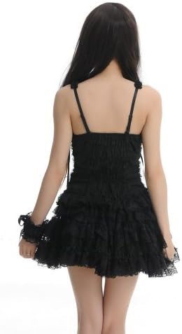 Blooms Gothic Lolita Punk Women Lace Bow-Knot Vest and Skirt (Medium, Black)