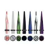 Ear Tapers Acrylic The Checkerboard Taper Lot Mix Hole Tapers 4G Gauge (14 Pack)