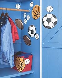 Wallies Wallpaper Cutouts Four Sports Balls Wall Mural