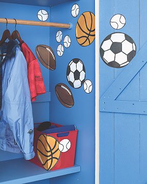 Childrens Toyshop  Toys : Baseball Basketball Soccer and Football Wallies Mural