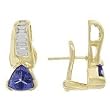 14K Yellow Gold Tanzanite and Diamond Earrings