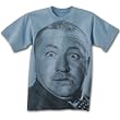 Three 3 Stooges BIG FACE CURLY Adult Blue T-shirt Tee Shirt