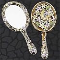 SS-A-51813, Oval with Gold Butterfly Hand Mirror