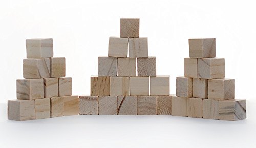 Wooden Craft Blocks Unfinished Natural Cubes Premium Wood Pieces DIY Projects 35 pcs. per package 5/8
