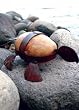 Handcrafted Metal and Stone Baby Sea Turtle Statuary