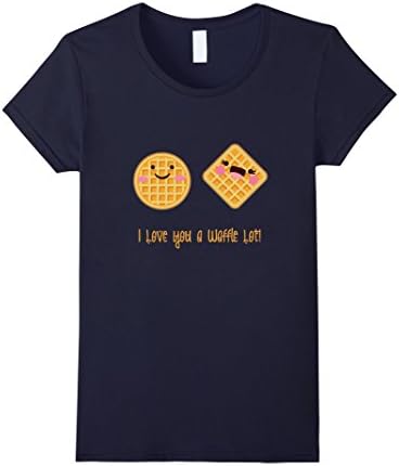 Women's I Love You A Waffle Lot Awful Round Square Warm Toast Tshirt Small Navy