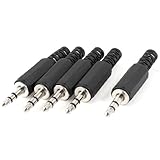uxcell オーディオプラグ　オスプラグ　コネクター　　　金属製　3.5mm　ブラック　5個セット