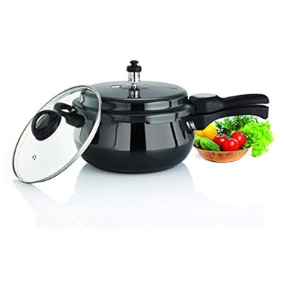 Premier Cucina Trendy Black Handi Pressure Cooker with Glass Lid 1.5 Litre