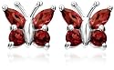 Sterling Silver Garnet Butterfly Earrings