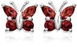 Sterling Silver Garnet Butterfly Earrings