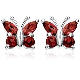 Sterling Silver Garnet Butterfly Earrings