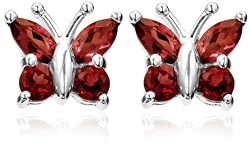 Sterling Silver Garnet Butterfly Earrings