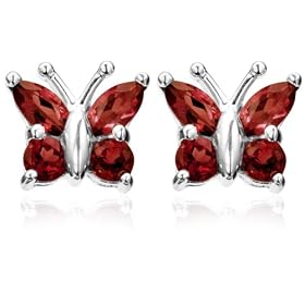 Garnet Butterfly Earrings